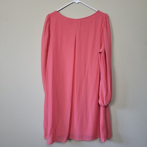 Xhilaration Womens Peach Balloon Sleeve Round Neck Pullover Shift Dress Size XL - Picture 2 of 8